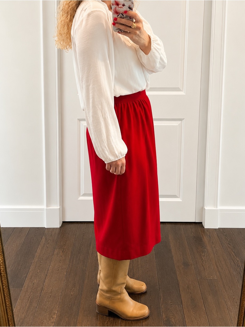 Pendleton Red Midi Skirt with Elastic Waist - Picture 3 of 14